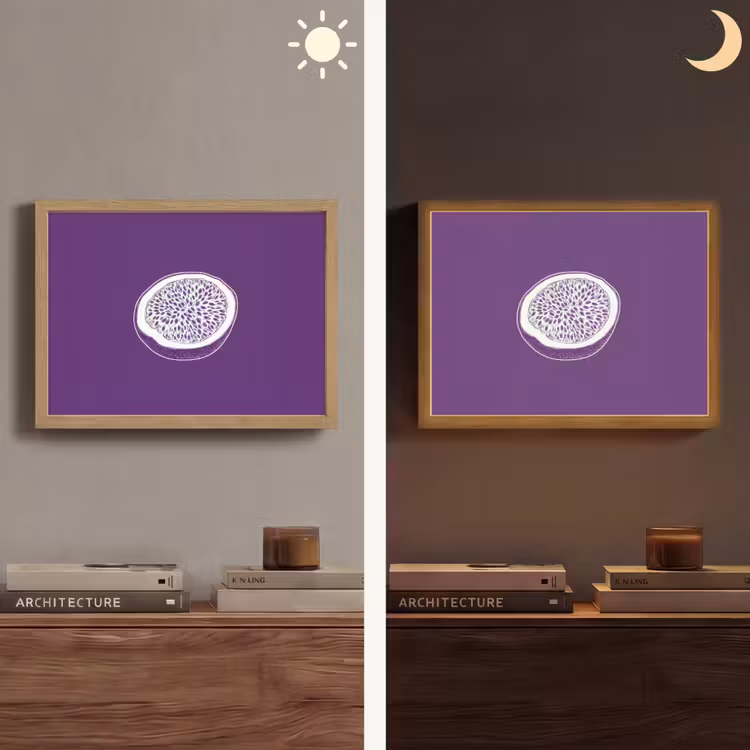 Lightbox - Wandlamp - Passievrucht - Zaadjes - Paars - Minimalistisch — 6