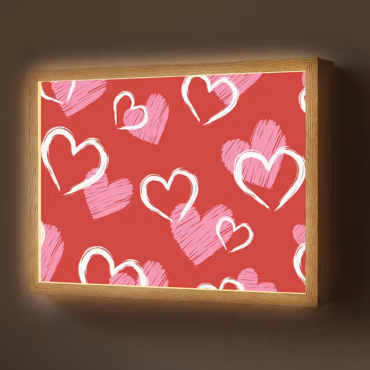 Lightbox - Wandlamp - Patroon - Hartjes - Roze - Valentijn — 1