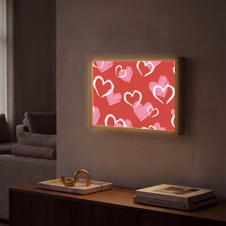 Lightbox - Wandlamp - Patroon - Hartjes - Roze - Valentijn — 2