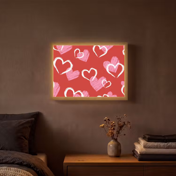 Lightbox - Wandlamp - Patroon - Hartjes - Roze - Valentijn — 3