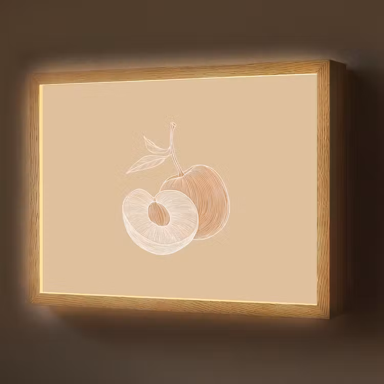 Lightbox - Wandlamp - Perzik - Lijntekening - Pit - Beige — 1