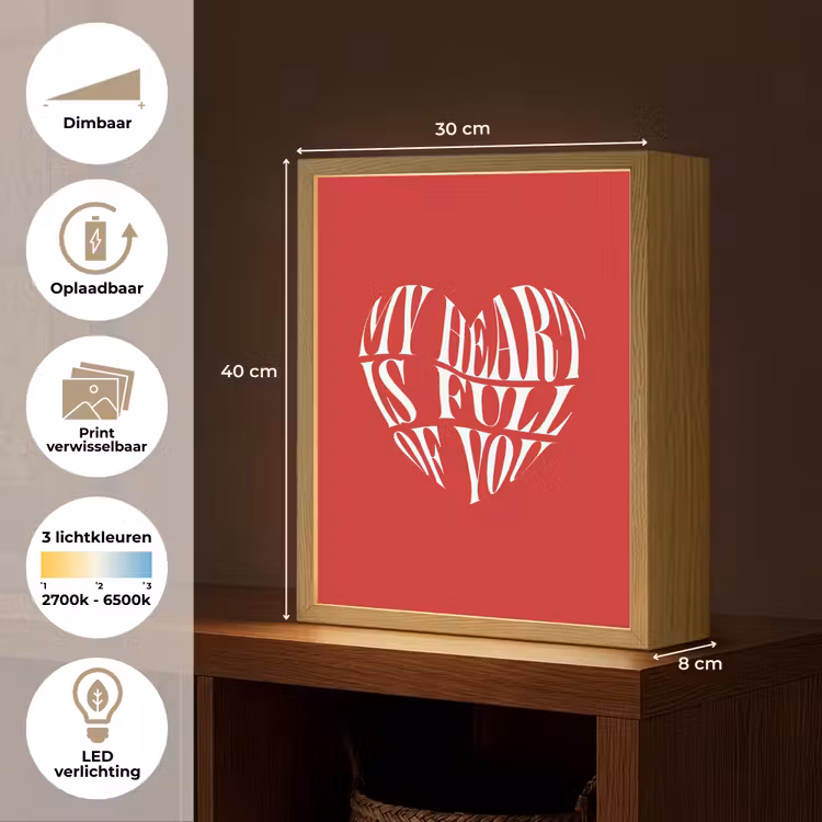 Lightbox - Wandlamp - Rood - Hart- Tekst - Valentijn — 9