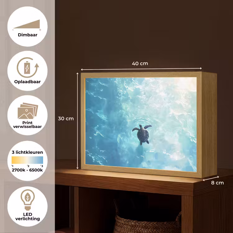 Lightbox - Wandlamp - Schildpad - Zee - Blauw - Schittering — 10