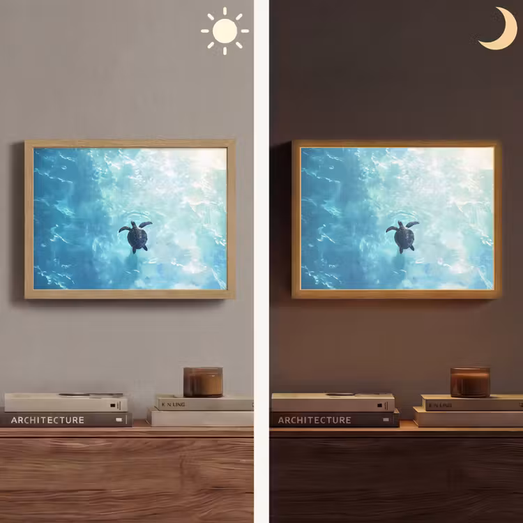 Lightbox - Wandlamp - Schildpad - Zee - Blauw - Schittering — 6