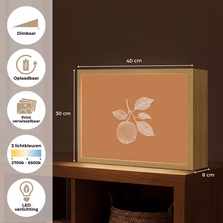 Lightbox - Wandlamp - Sinaasappel - Getekend - Bladeren - Bruin — 10