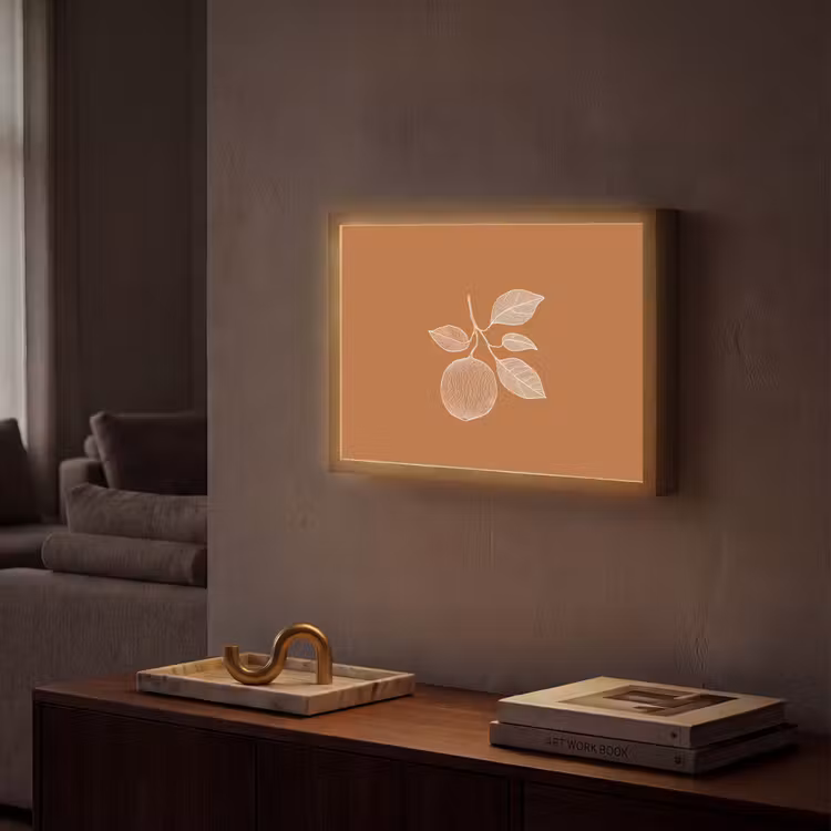 Lightbox - Wandlamp - Sinaasappel - Getekend - Bladeren - Bruin — 2