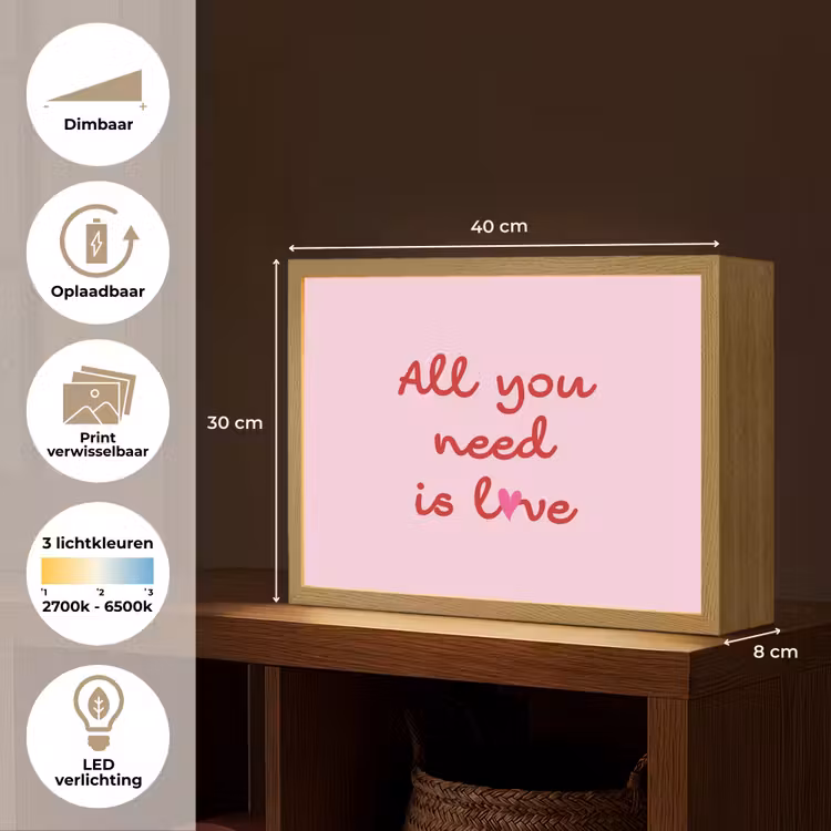 Lightbox - Wandlamp - Tekst - Roze - Love - Hart — 10