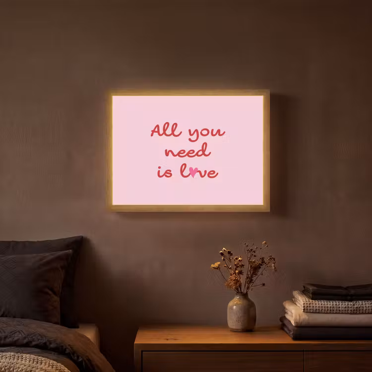 Lightbox - Wandlamp - Tekst - Roze - Love - Hart — 3