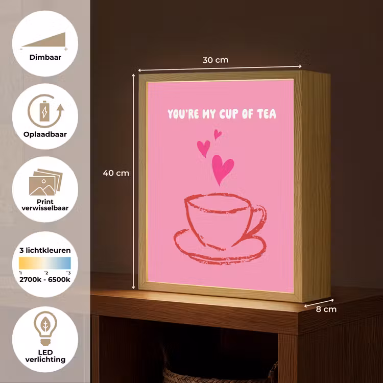 Lightbox - Wandlamp - Thee - Roze - Valentijn - Tekst — 9