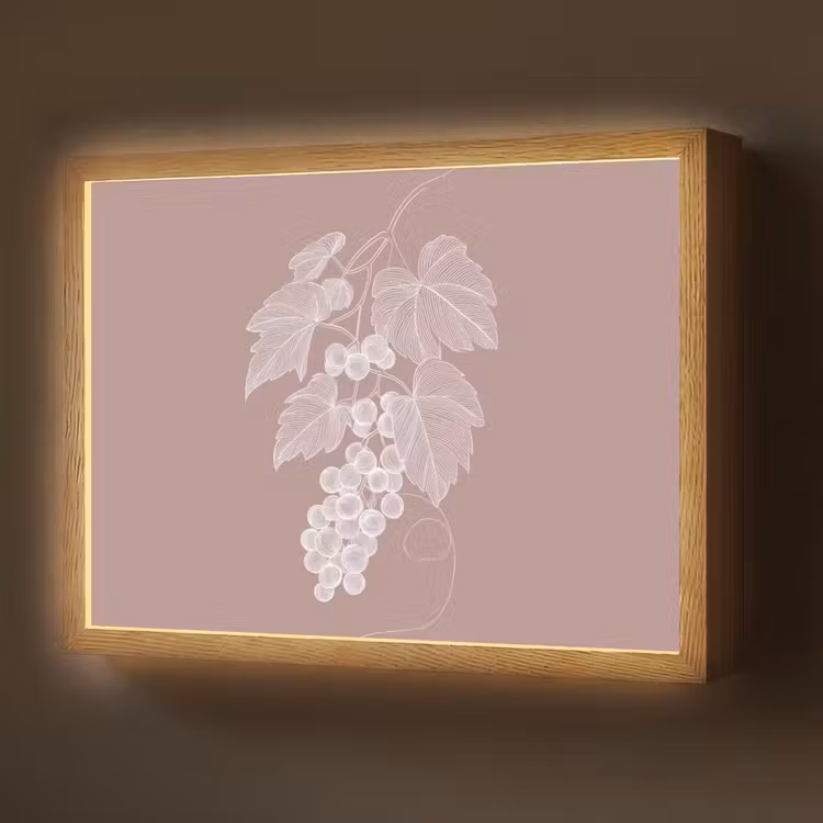 Lightbox - Wandlamp - Tros - Druiven - Illustratie - Bladeren — 1