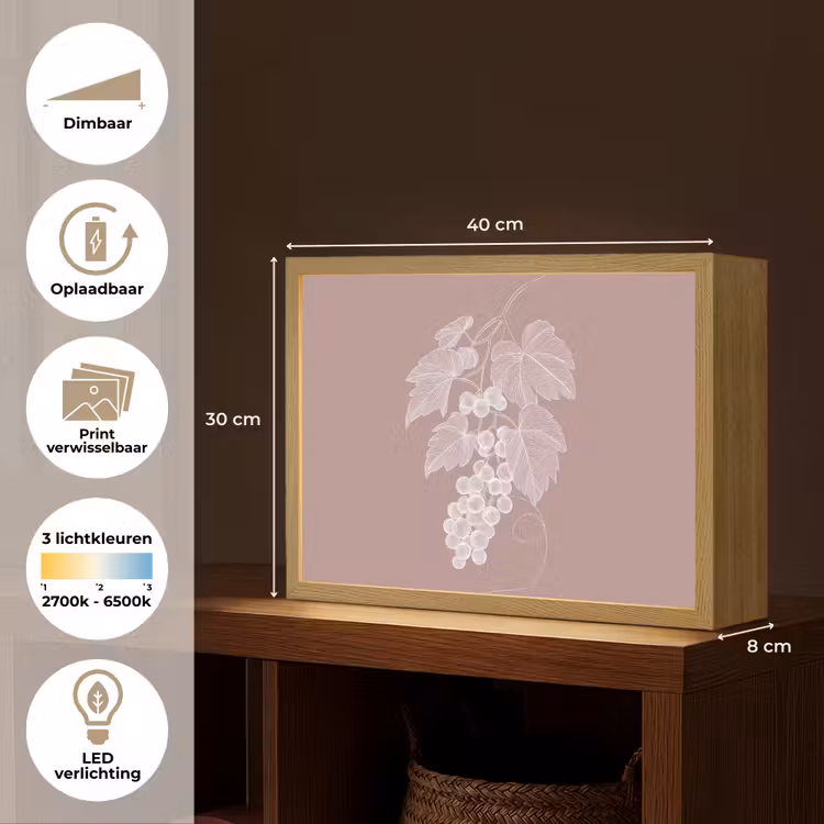 Lightbox - Wandlamp - Tros - Druiven - Illustratie - Bladeren — 10