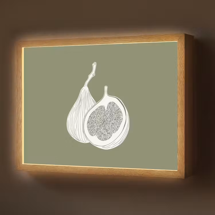 Lightbox - Wandlamp - Vijgen - Minimalistisch - Getekend - Mosgroen — 1