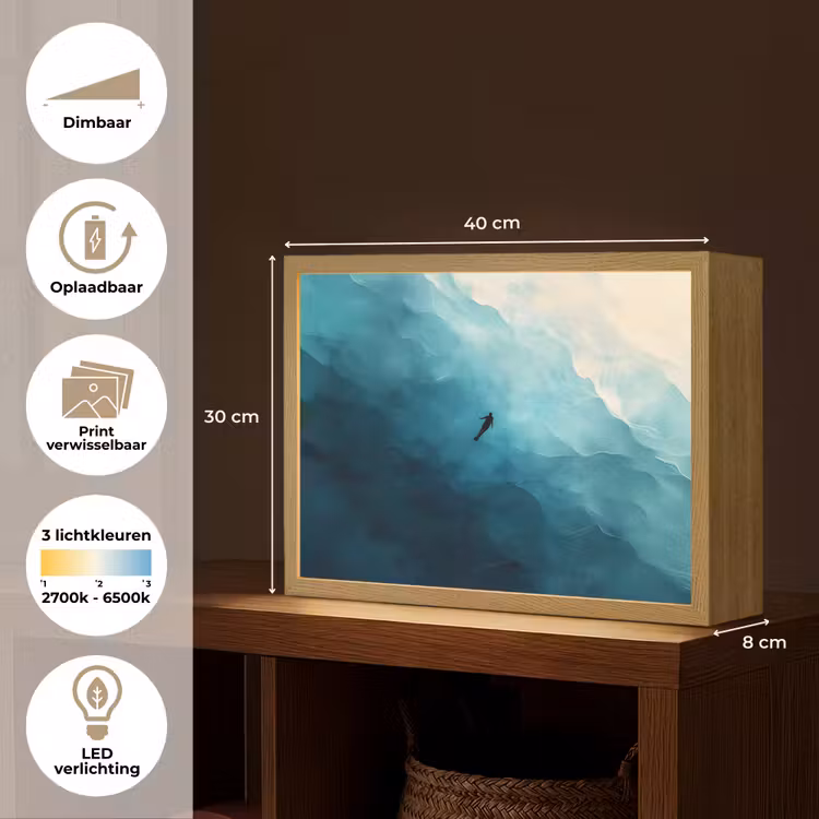 Lightbox - Wandlamp - Zee - Silhouet - Abstract - Blauw — 10