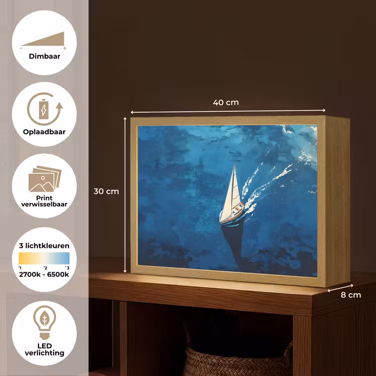 Lightbox - Wandlamp - Zeilboot - Water - Abstract - Schaduw — 10