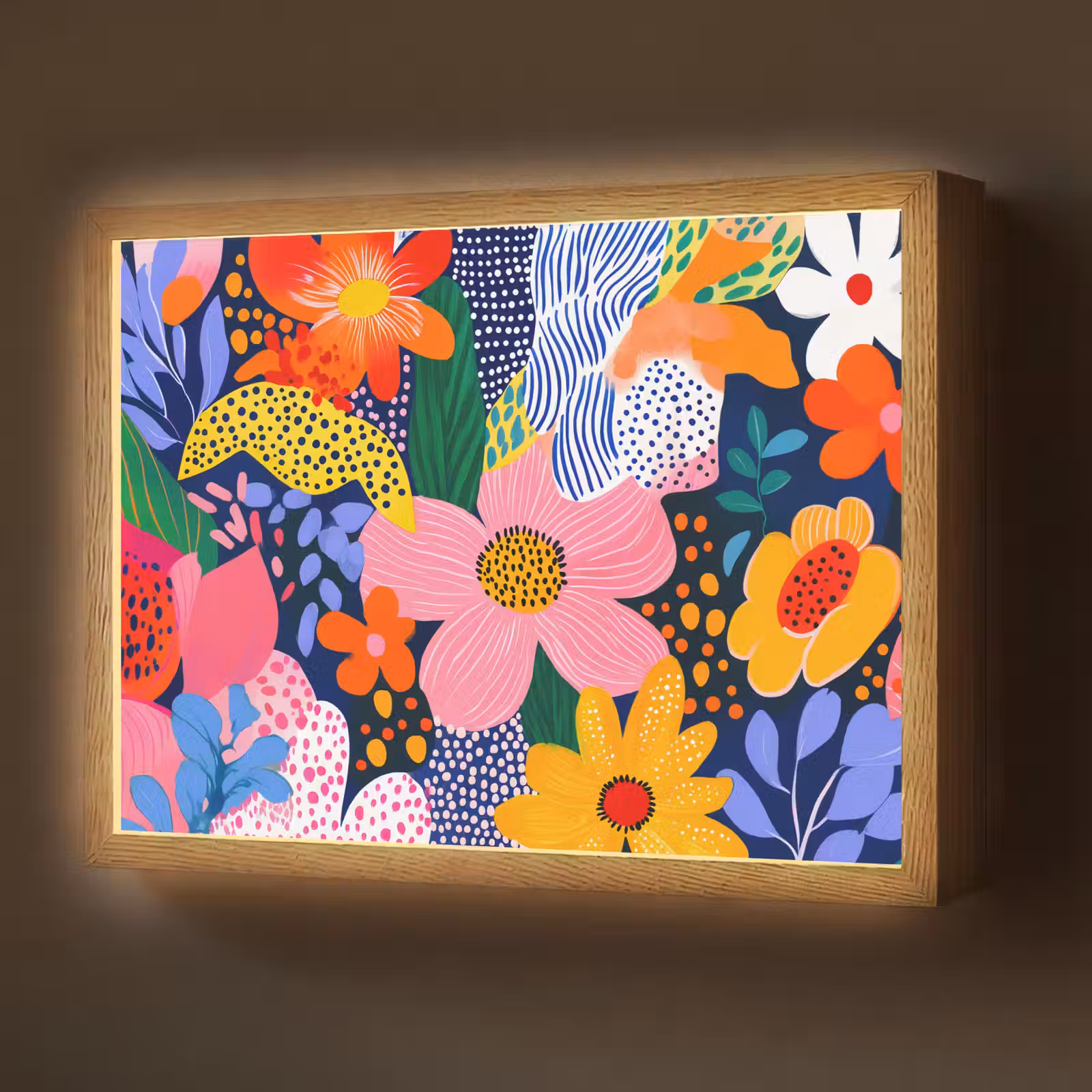 Lightbox - Wandlamp - Kleurrijk - Bloemen - Abstract - Stippen — 1