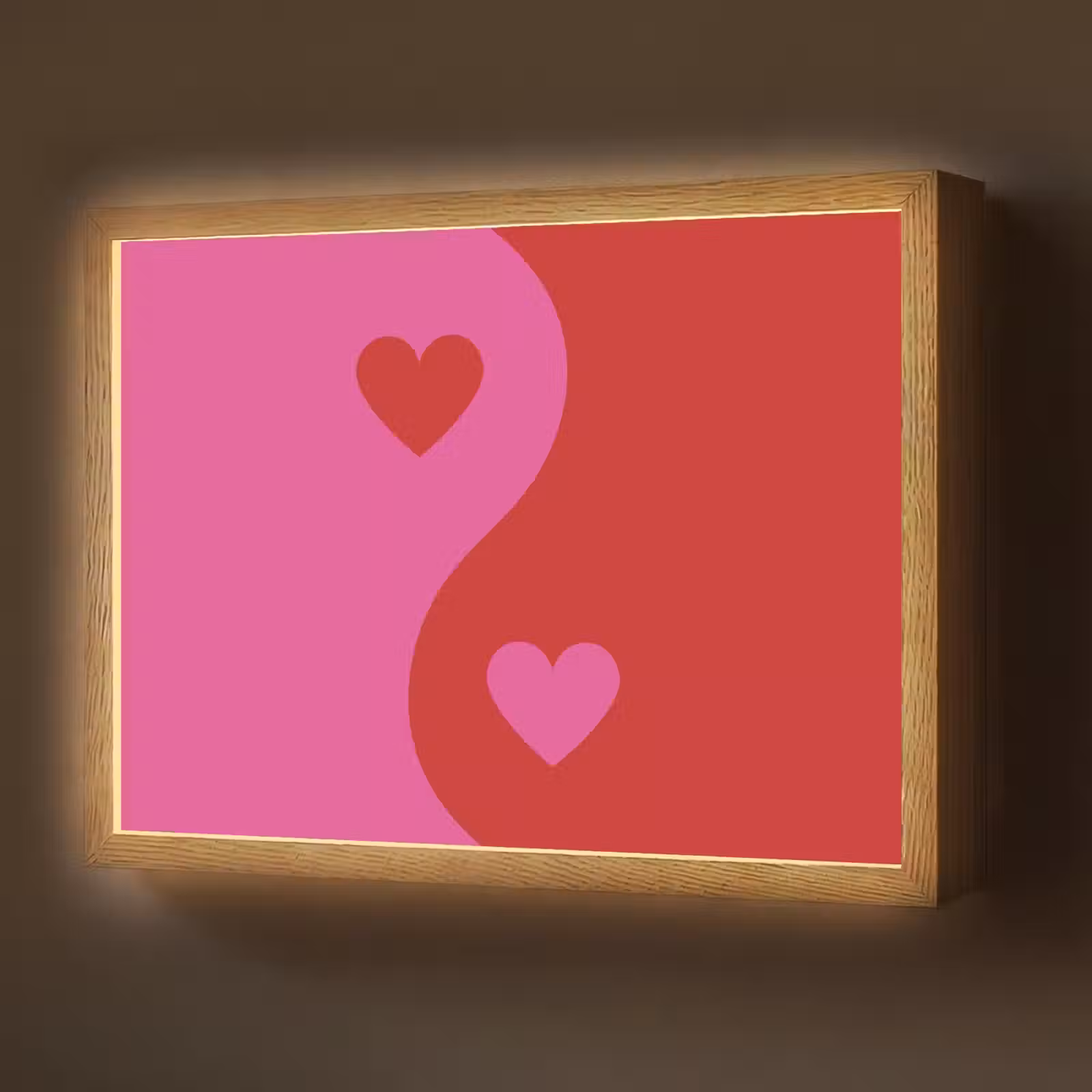 Lightbox - Wandlamp - Minimalistisch - Rood - Roze - Hartjes — 1