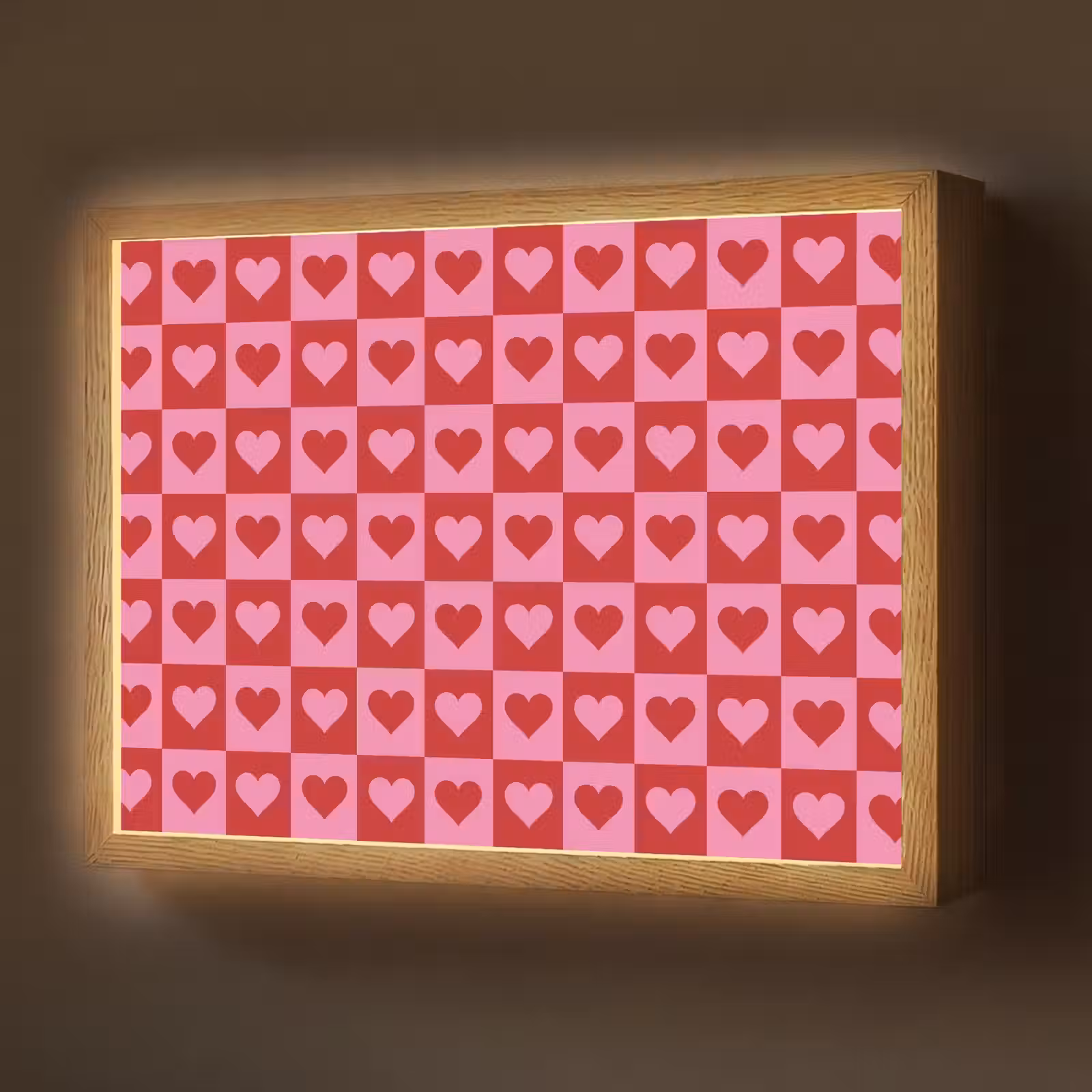 Lightbox - Wandlamp - Rood - Roze - Schaakbord - Valentijn — 1