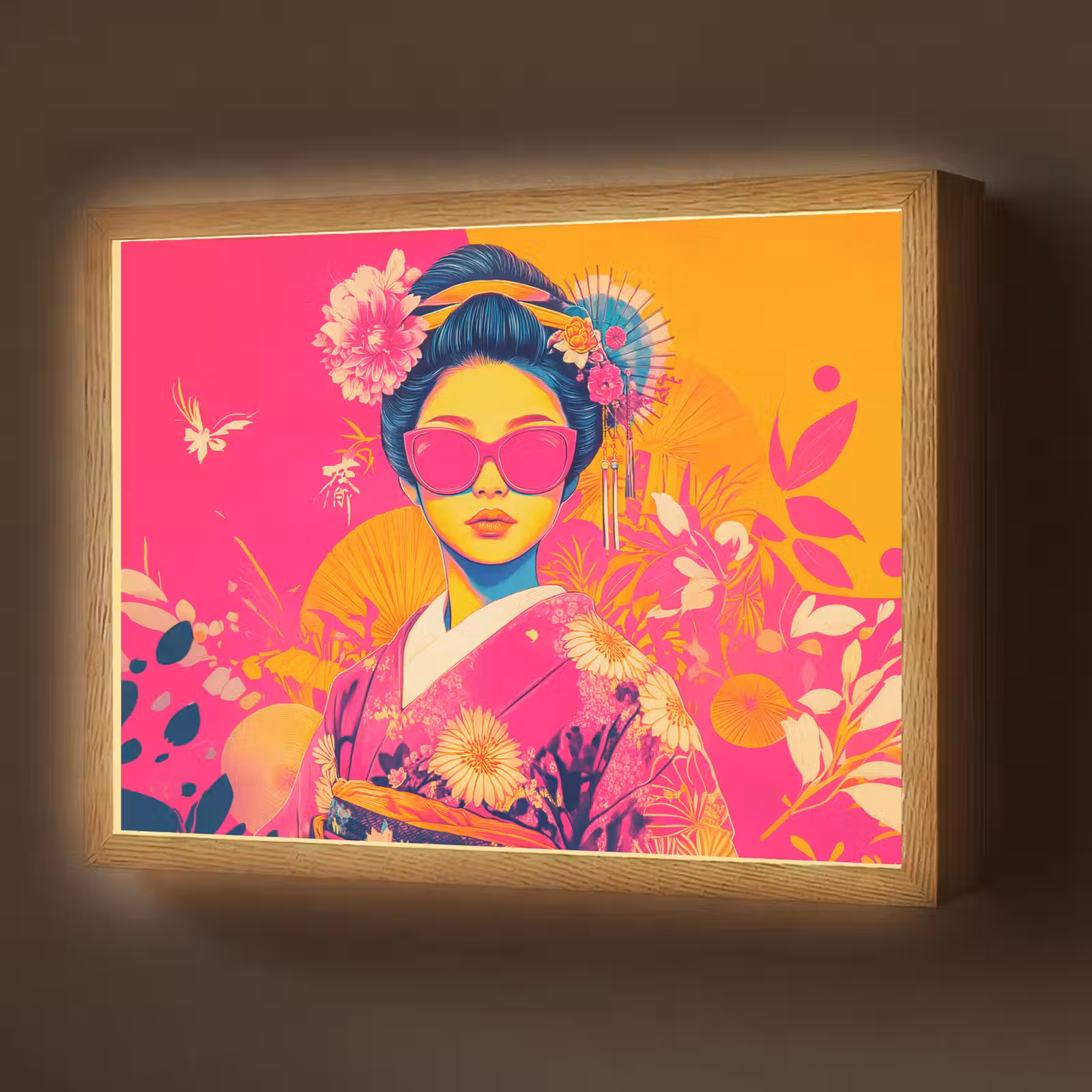 Lightbox - Wandlamp - Vrouw - Zonnebril - Abstract - Oranje — 1