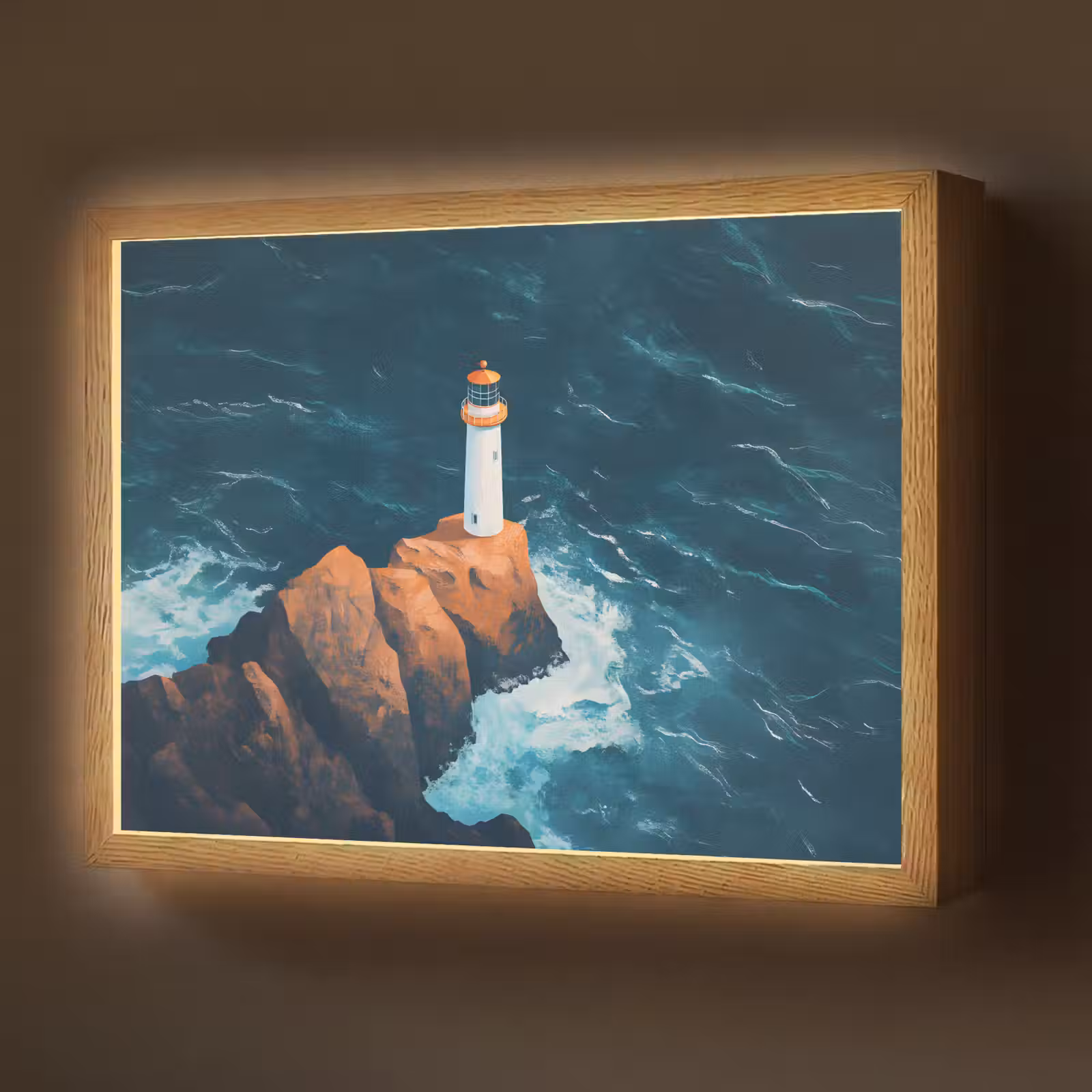 Lightbox - Wandlamp - Vuurtoren - Rots - Zee - Golven — 1