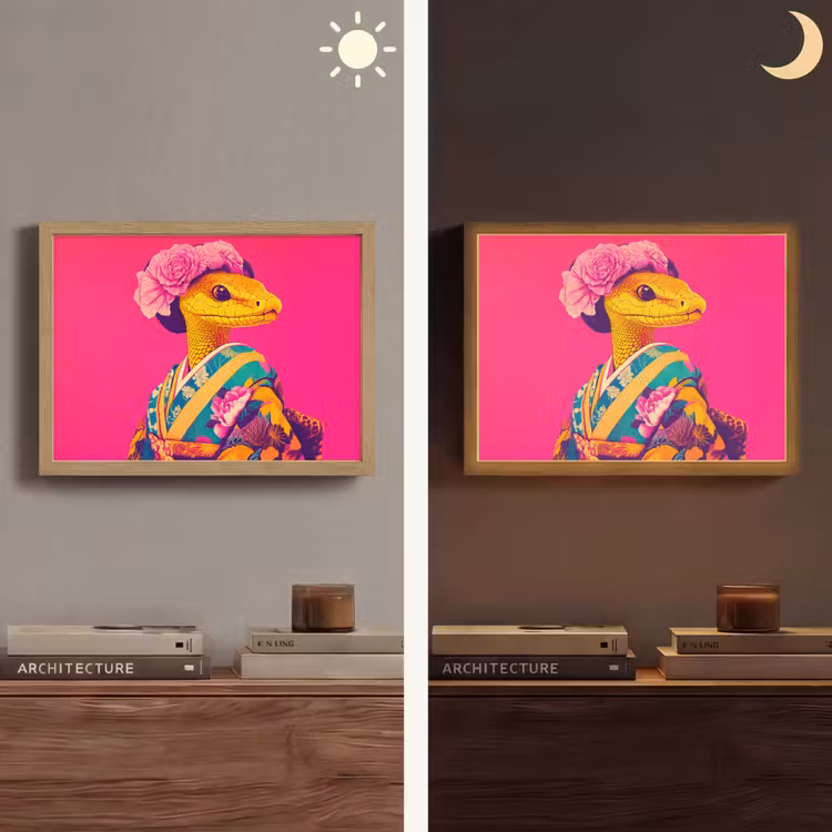 Lightbox - Wandlamp - Hagedis - Bloemen - Roze - Kimono — 6