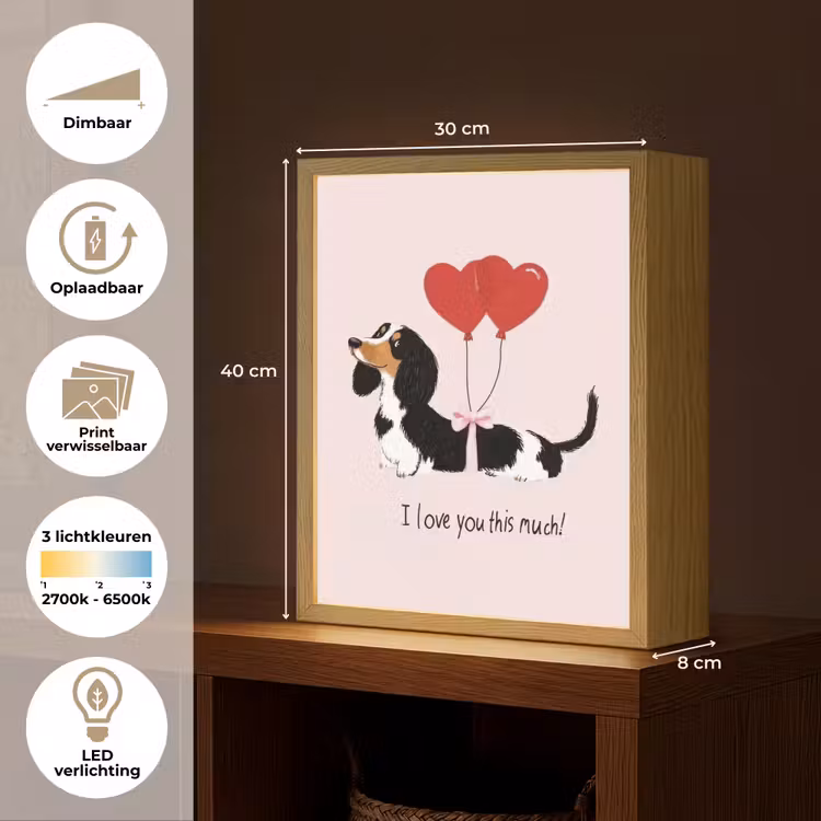Lightbox - Wandlamp - Hond - Teckel - Valentijn - Love — 9