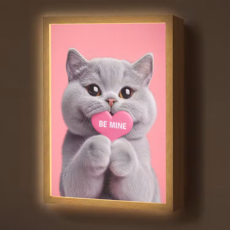 Lightbox - Wandlamp - Kat - Valentijn - Roze - Liefde — 1
