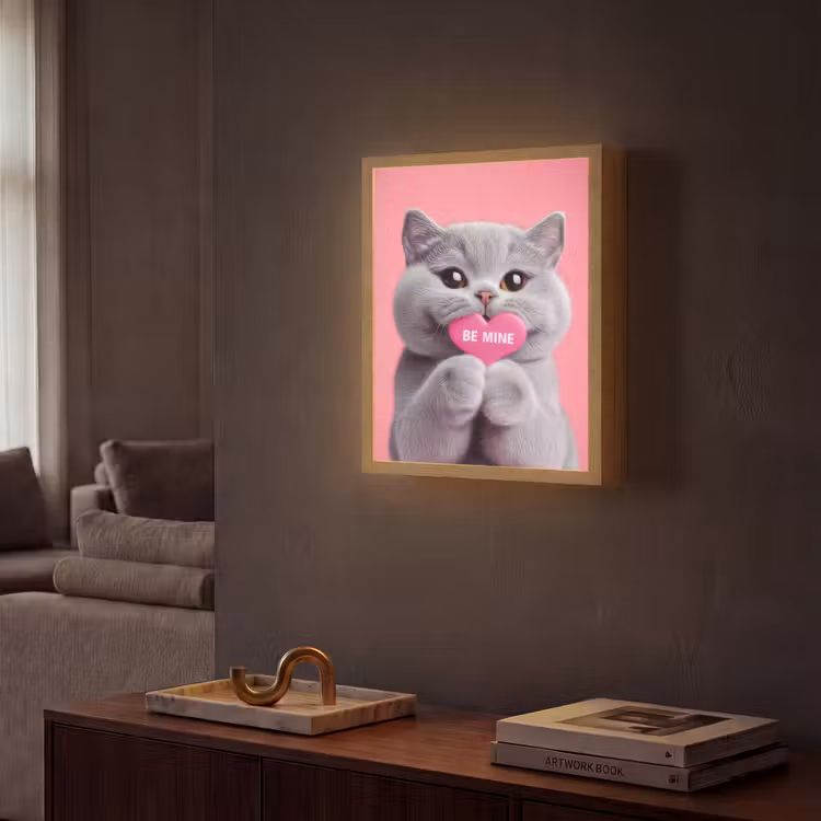 Lightbox - Wandlamp - Kat - Valentijn - Roze - Liefde — 2