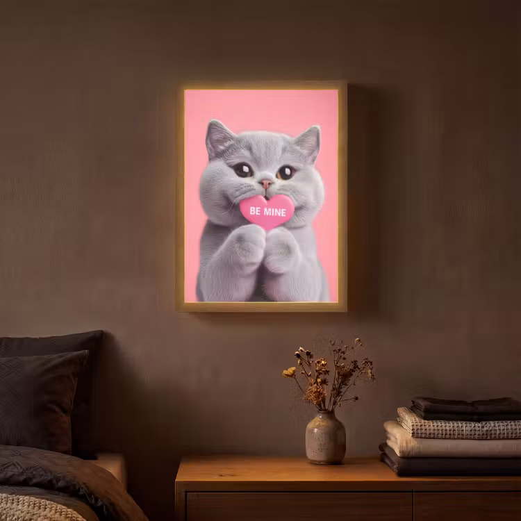 Lightbox - Wandlamp - Kat - Valentijn - Roze - Liefde — 3
