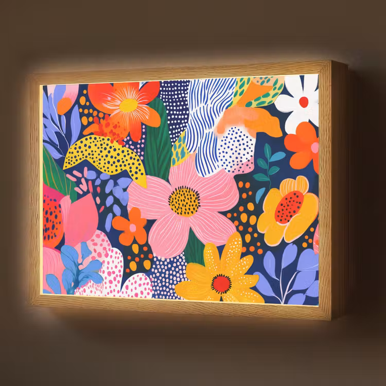 Lightbox - Wandlamp - Kleurrijk - Bloemen - Abstract - Stippen — 1
