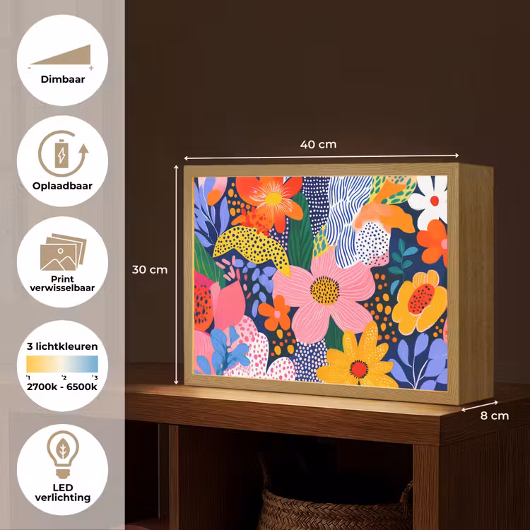 Lightbox - Wandlamp - Kleurrijk - Bloemen - Abstract - Stippen — 10