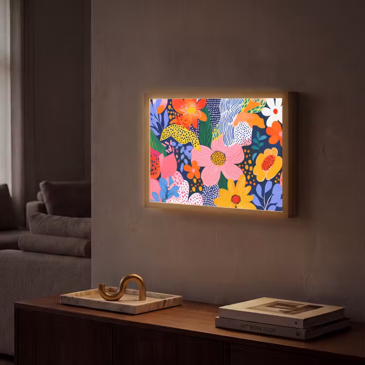 Lightbox - Wandlamp - Kleurrijk - Bloemen - Abstract - Stippen — 2
