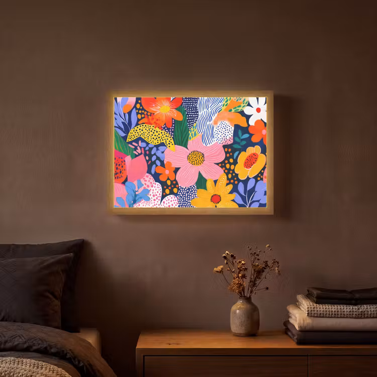 Lightbox - Wandlamp - Kleurrijk - Bloemen - Abstract - Stippen — 3