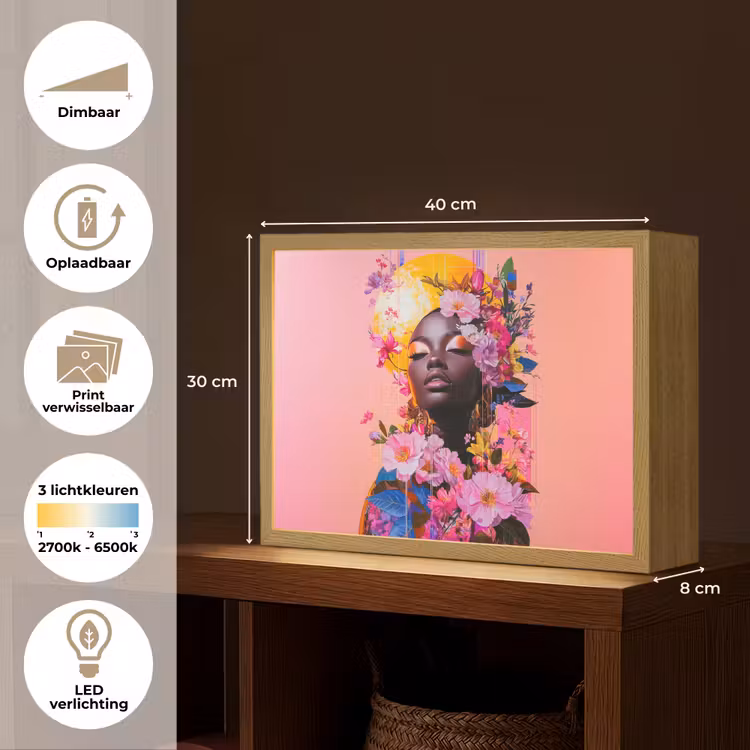 Lightbox - Wandlamp - Kleurrijk - Bloemen - Vrouw - Zon — 10