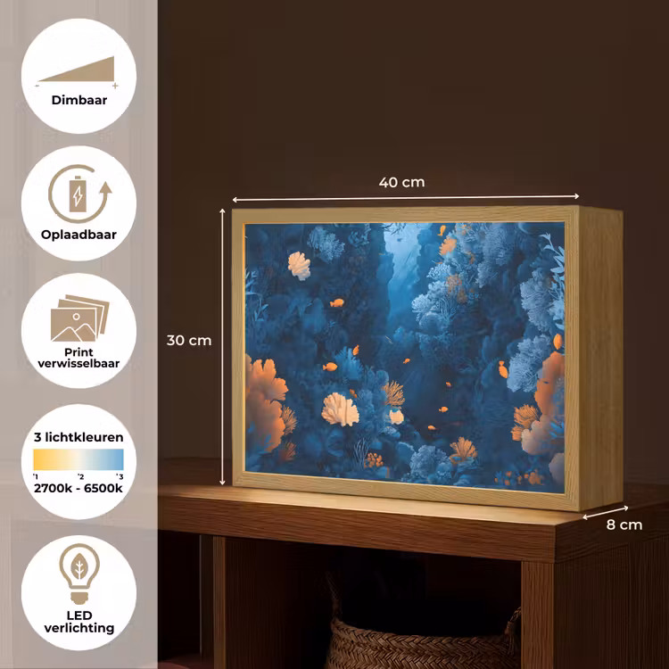Lightbox - Wandlamp - Koraalrif - Vissen - Oceaan - Blauw — 10