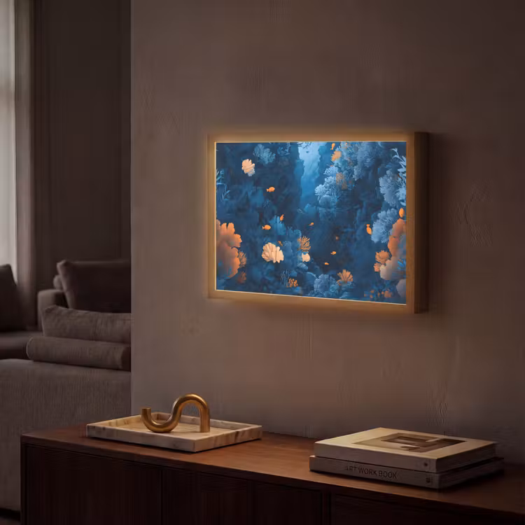 Lightbox - Wandlamp - Koraalrif - Vissen - Oceaan - Blauw — 2