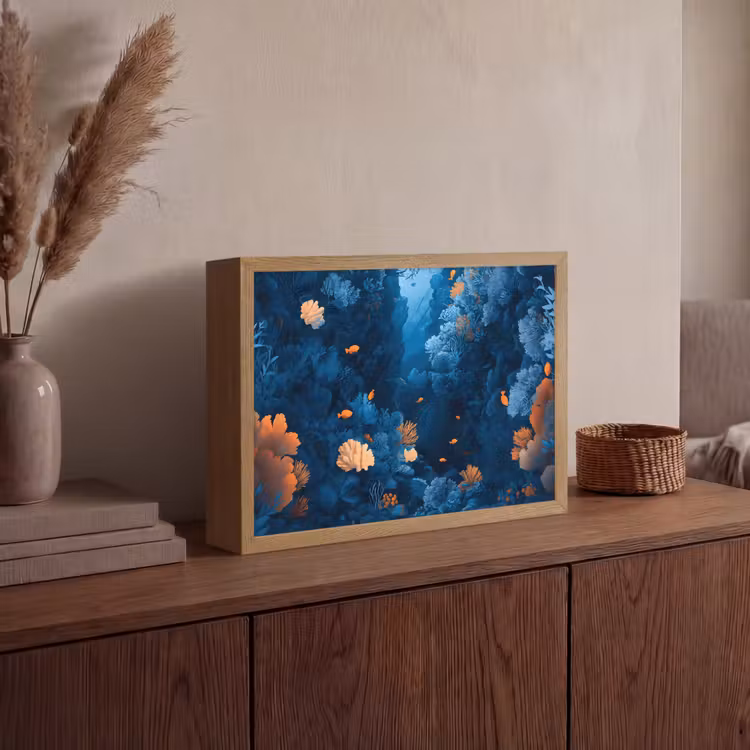 Lightbox - Wandlamp - Koraalrif - Vissen - Oceaan - Blauw — 4