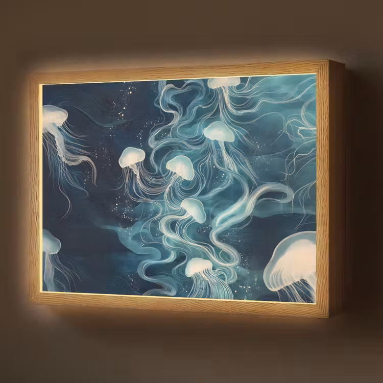 Lightbox - Wandlamp - Kwallen - Zee - Wit - Golven — 1