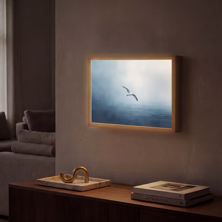 Lightbox - Wandlamp - Meeuw - Wit - Zee - Mistig — 2