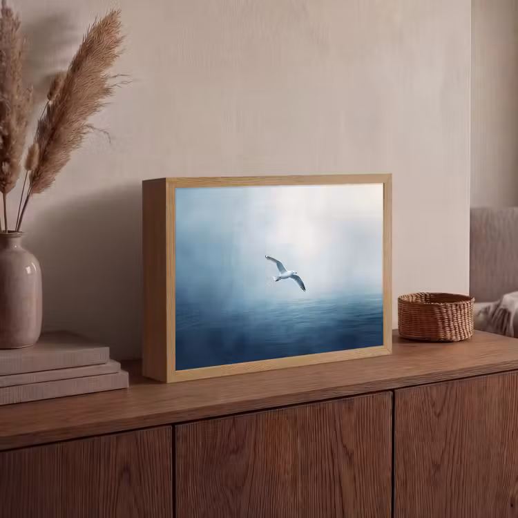 Lightbox - Wandlamp - Meeuw - Wit - Zee - Mistig — 4