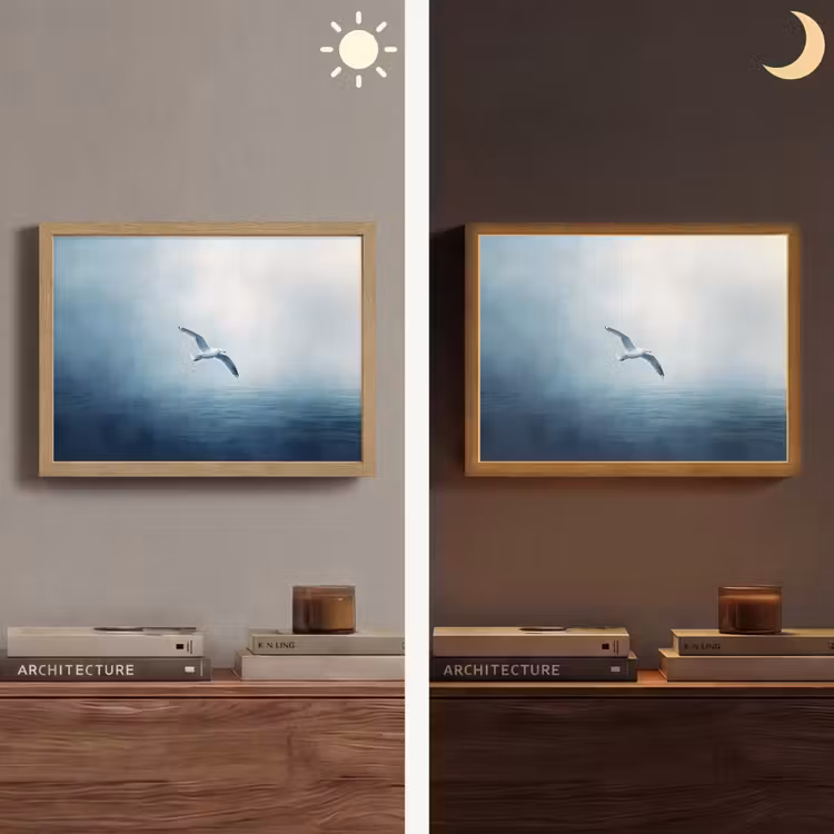 Lightbox - Wandlamp - Meeuw - Wit - Zee - Mistig — 6