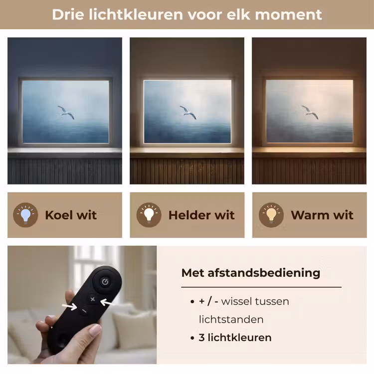 Lightbox - Wandlamp - Meeuw - Wit - Zee - Mistig — 8
