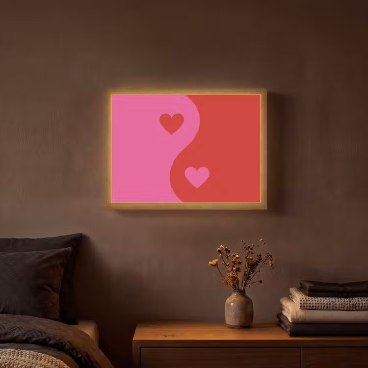 Lightbox - Wandlamp - Minimalistisch - Rood - Roze - Hartjes — 3