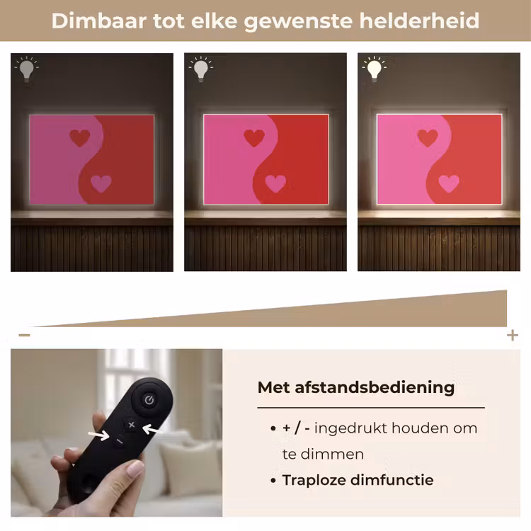 Lightbox - Wandlamp - Minimalistisch - Rood - Roze - Hartjes — 9