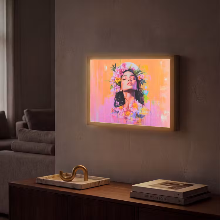 Lightbox - Wandlamp - Portret - Bloemenkroon - Vrouw — 2