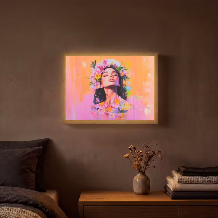 Lightbox - Wandlamp - Portret - Bloemenkroon - Vrouw — 3