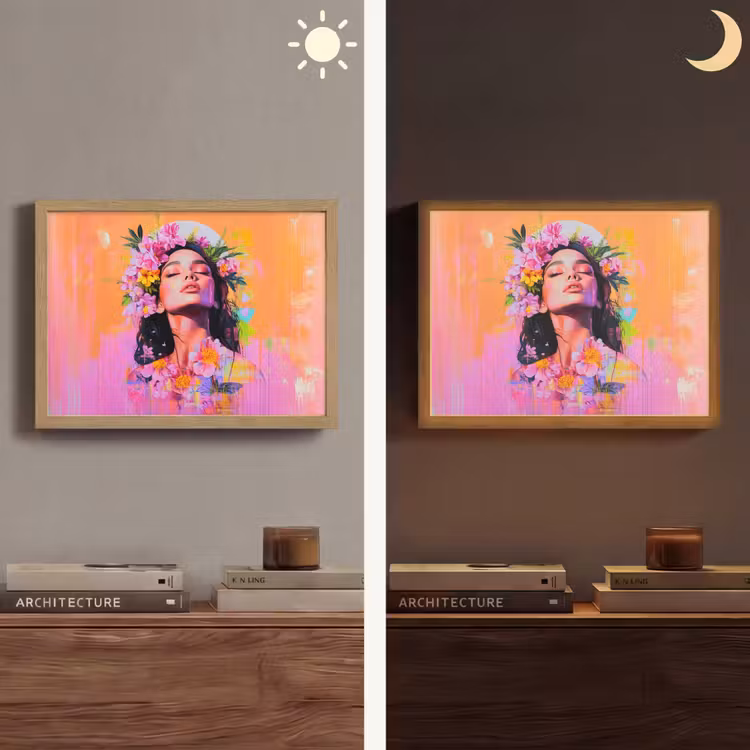 Lightbox - Wandlamp - Portret - Bloemenkroon - Vrouw — 6