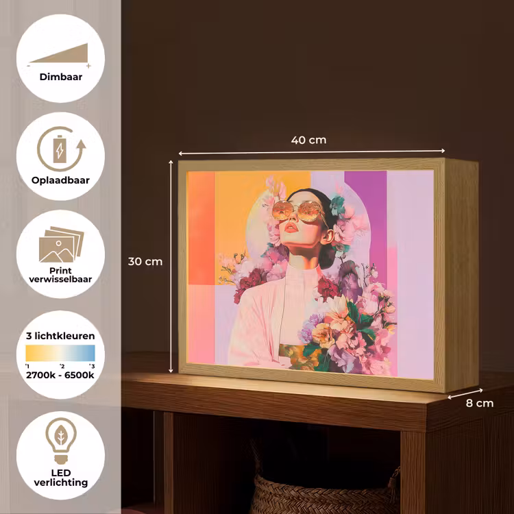 Lightbox - Wandlamp - Portret - Vrouw - Abstract - Bloemen — 10