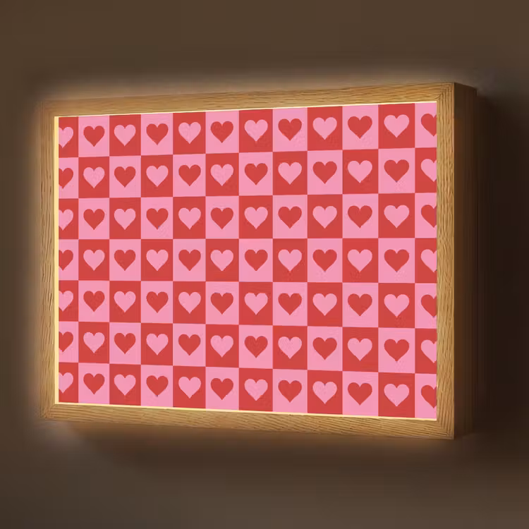 Lightbox - Wandlamp - Rood - Roze - Schaakbord - Valentijn — 1