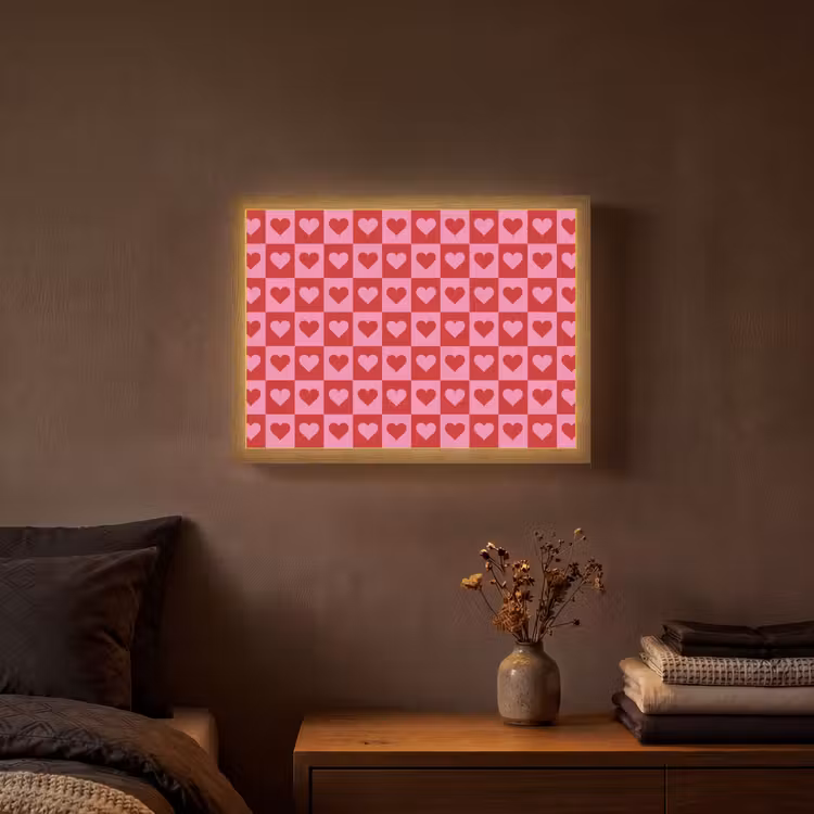 Lightbox - Wandlamp - Rood - Roze - Schaakbord - Valentijn — 3