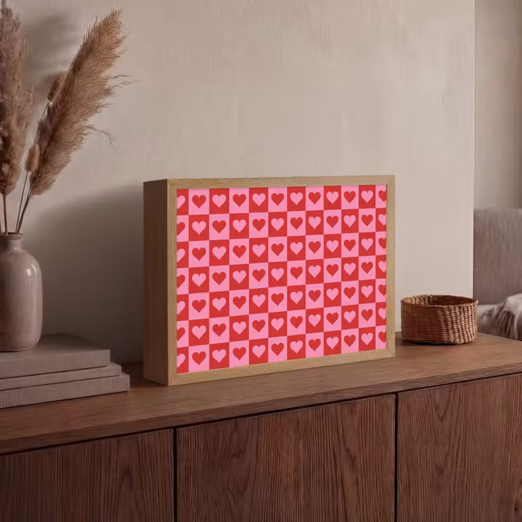 Lightbox - Wandlamp - Rood - Roze - Schaakbord - Valentijn — 4